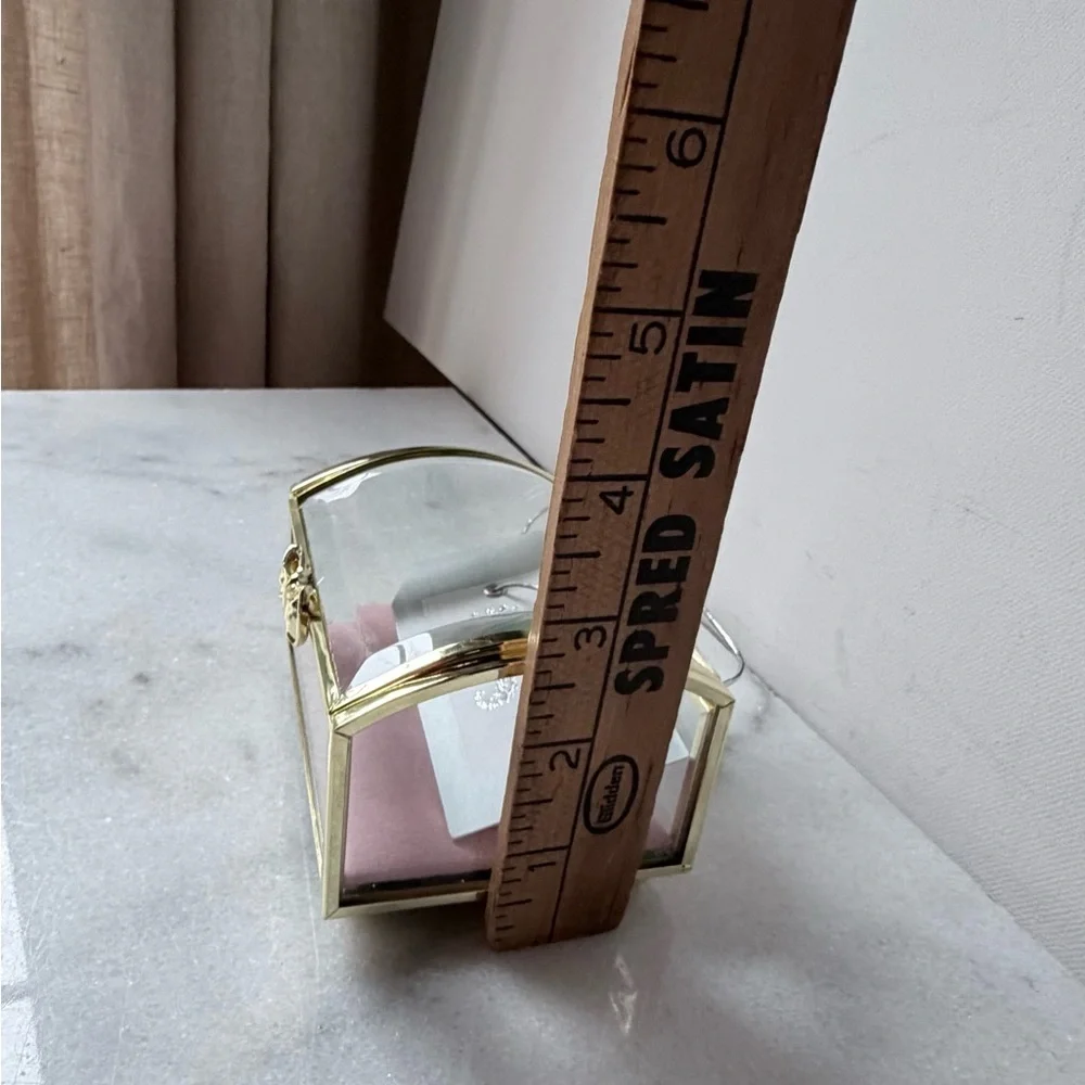 Gold trim and Glass Jewelry Box vintage style pink cushion